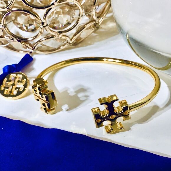 TORY BURCH KIRA 18K GOLD PLATED CUFF BRACELET - Picture 4 of 7